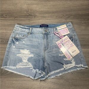 Blue Spice Women's Ripped Jean Shorts - Light Blue